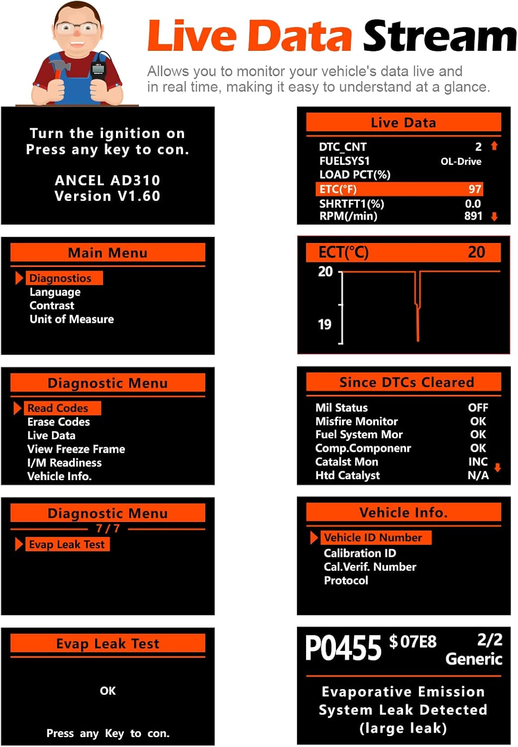 ANCEL AD310 Classic OBD2 Code Reader (1996+ Vehicles) view 4