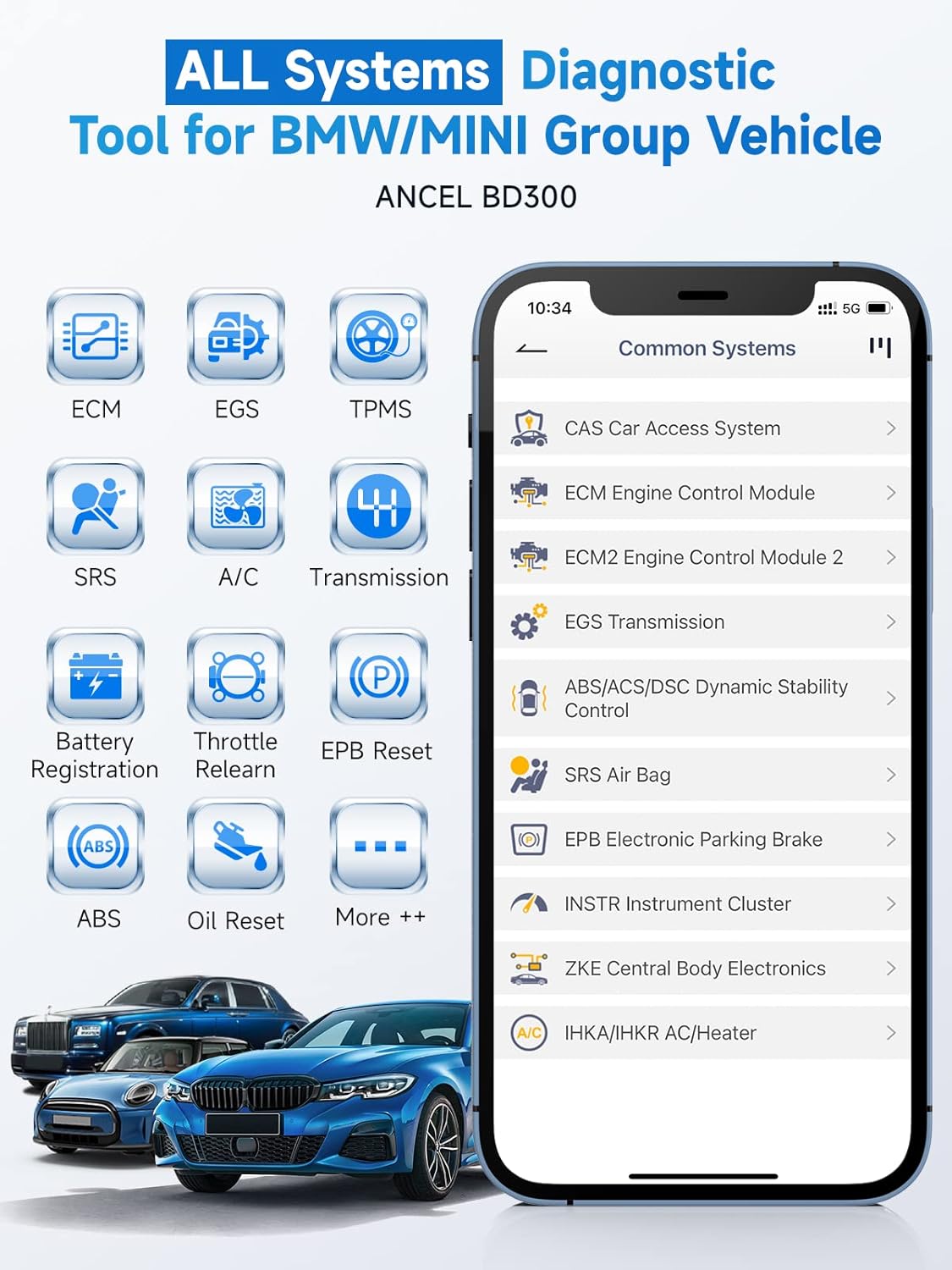 ANCEL BD300 BMW Bluetooth OBD2 Scanner (App-Based Full-System for BMW Group) view 3