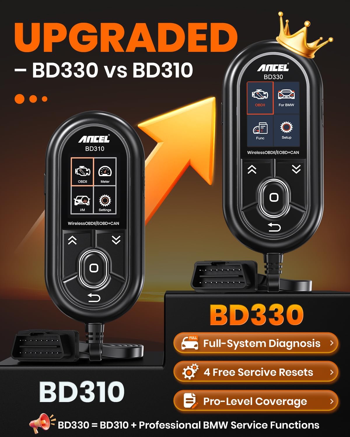 ANCEL BD330 BMW/MINI/Rolls-Royce Scanner (Battery Registration + Resets + OBD2) view 2