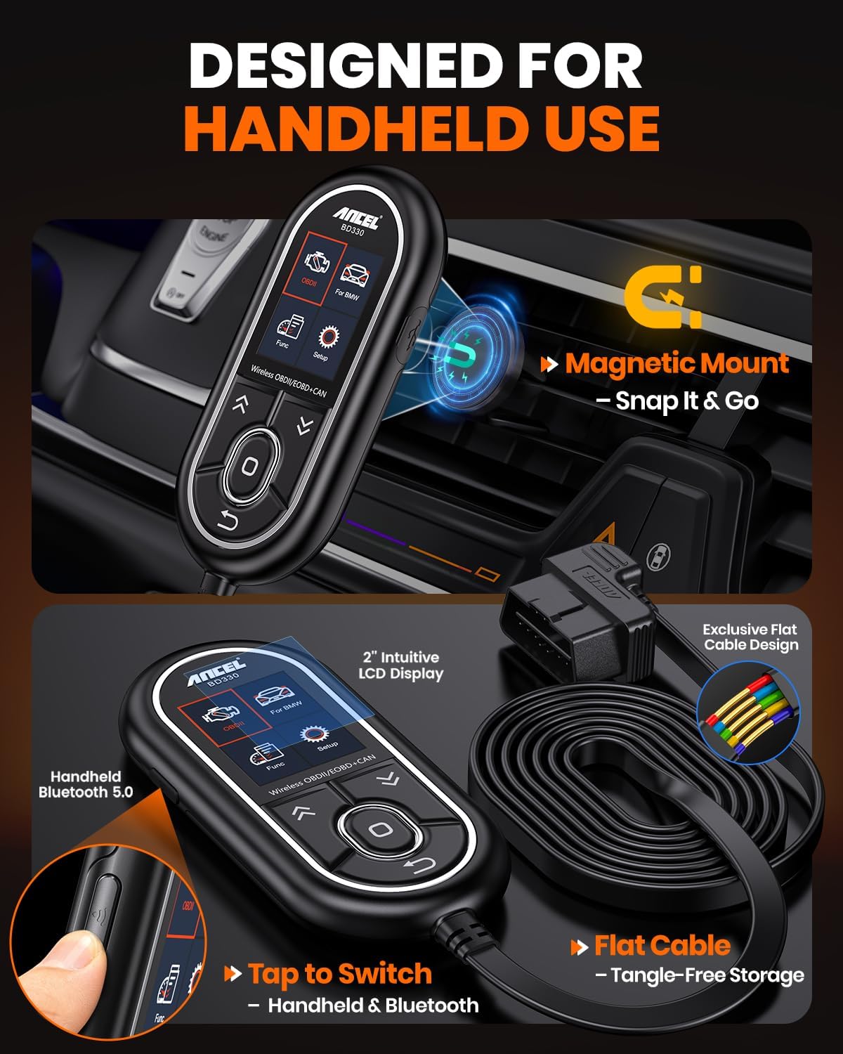 ANCEL BD330 BMW/MINI/Rolls-Royce Scanner (Battery Registration + Resets + OBD2) view 7