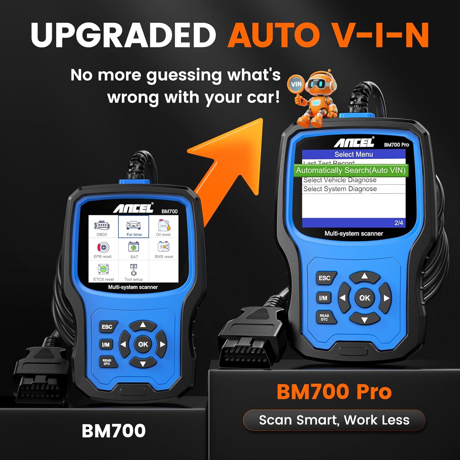 ANCEL BM700 Pro BMW Full-System Scanner (Auto VIN + Battery Registration + Service Resets) view 2