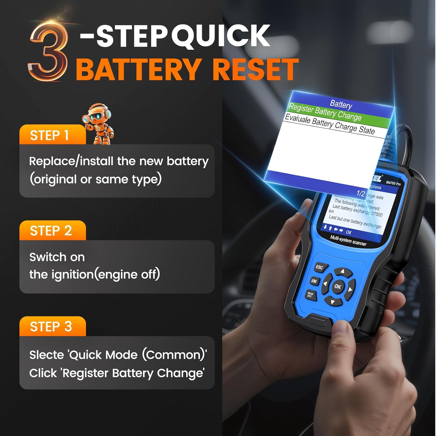 ANCEL BM700 Pro BMW Full-System Scanner (Auto VIN + Battery Registration + Service Resets) view 5