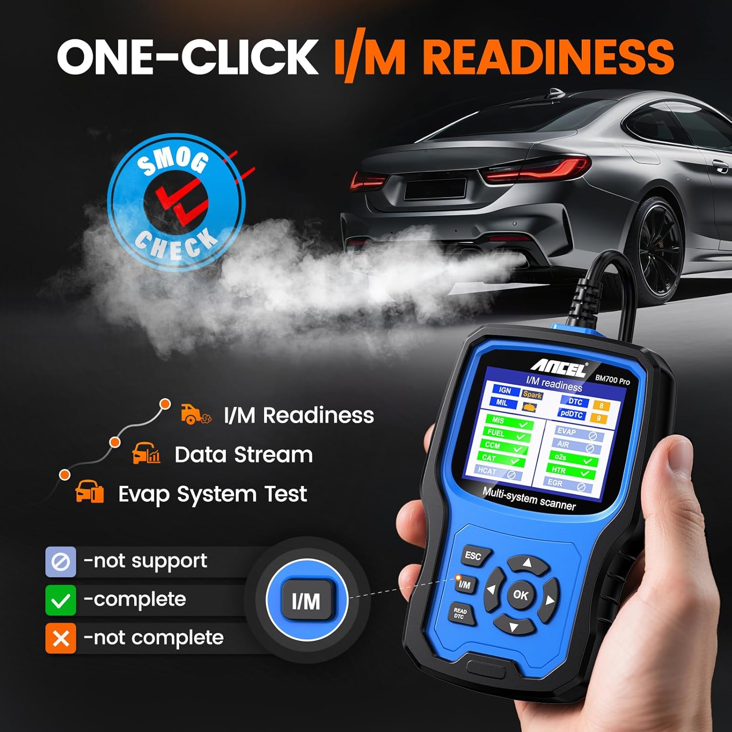 ANCEL BM700 Pro BMW Full-System Scanner (Auto VIN + Battery Registration + Service Resets) view 7