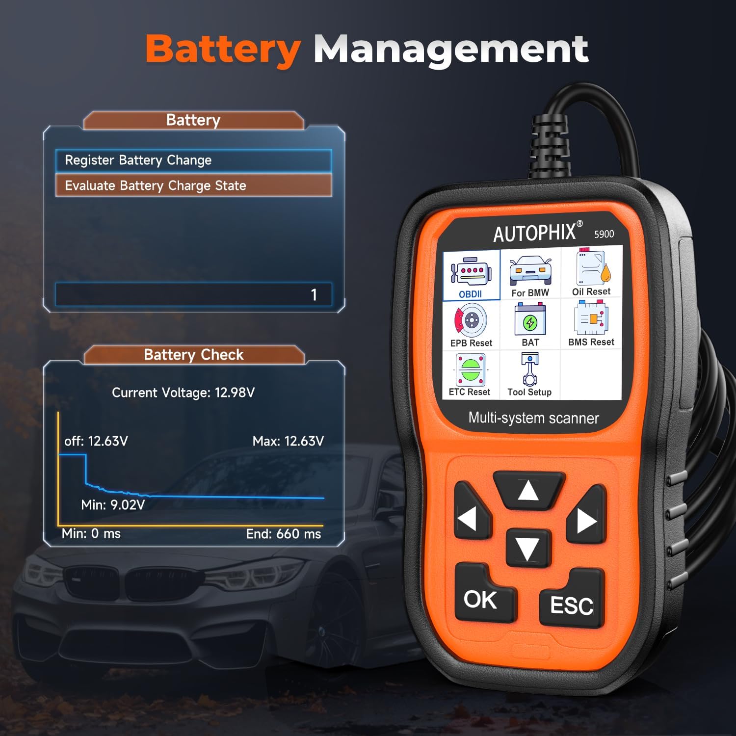 AUTOPHIX 5900 BMW Scanner (Full Systems + Battery Registration + CBS/EPB/Oil/Throttle) view 6