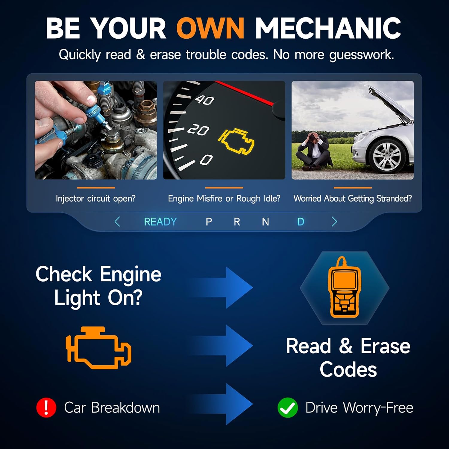 FOXWELL NT301 OBD2 Scanner for Check Engine Light (Live Data + I/M Readiness) view 2