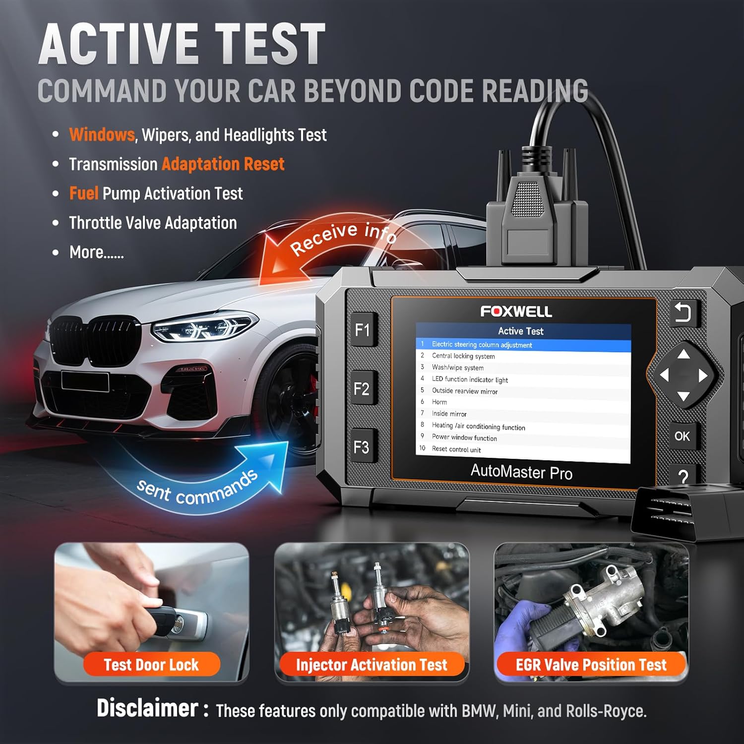 FOXWELL NT510 Pro for BMW (Full-System + Active Tests + All Resets + 12V Battery Tester) view 4