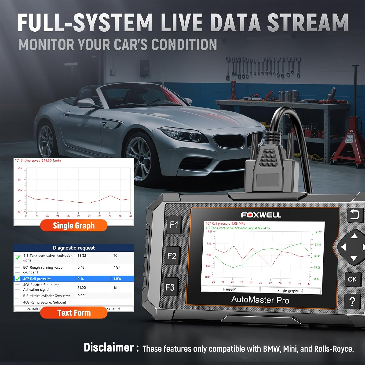 FOXWELL NT510 Pro for BMW (Full-System + Active Tests + All Resets + 12V Battery Tester) view 8
