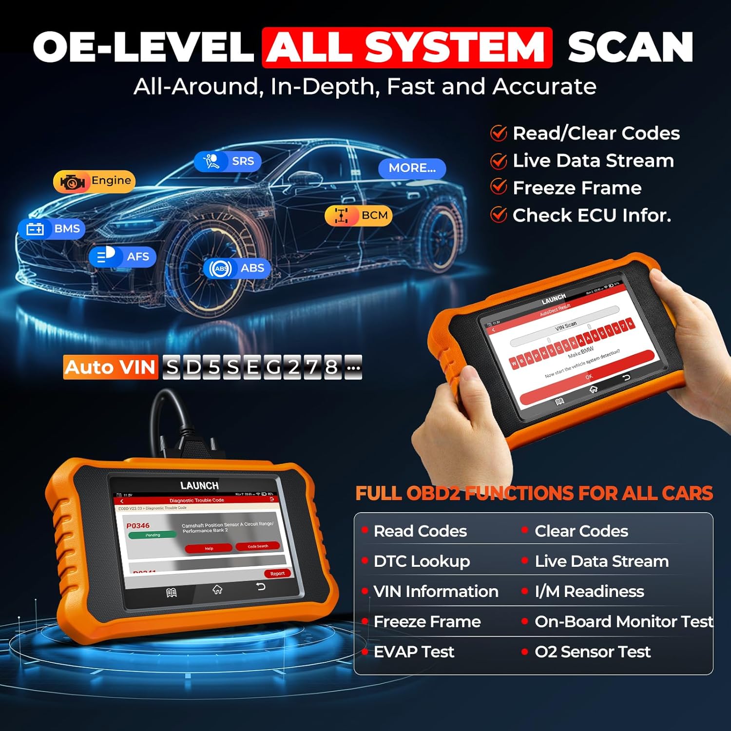 LAUNCH Creader Elite V2.0 for BMW (Full Systems + Bi-Directional + ECU Coding + All Resets) view 2